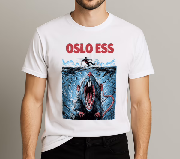 Oslo Ess - T-skjorte - Rottekjeft hvit (Jaws homage) - OBS! BLIR SENDT 13. NOVEMBER
